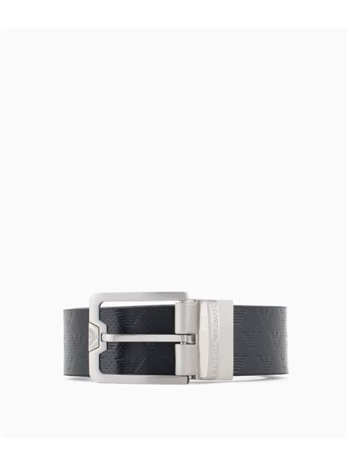 ALL OVER EMBOSSED EAGLE LEATHER BELT EMPORIO ARMANI | Y4S502.Y221E88017 BLU/NERO